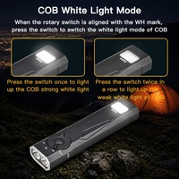 Lampe torche tactique EDC rechargeable OCSHARK E10 1000 lumens, faisceau vert, LED blanche, combo UV COB