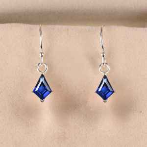 ต่างหูรูปว่าวไพลินสีน้ำเงิน เงินแท้ 925 สไตล์วินเทจ ตัดแบบว่าว สำหรับเจ้าสาว ต่างหูประจำเดือนเกิดเดือนกันยายน - Product Image 4