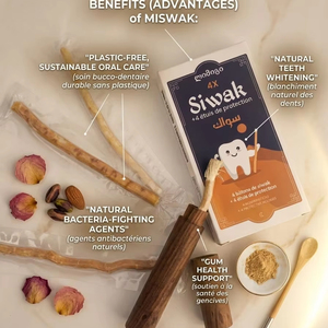 Bâtonnets de Miswak Herbal Premium pour Nettoyage Dentaire Naturel, Pack de 4 avec Support en Bois, Soin Haleine Fraîche, En Vente en Ligne - Product Image 1