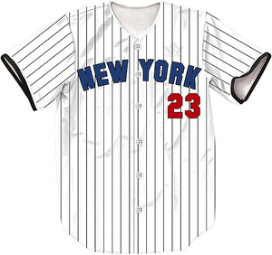 Camiseta de Béisbol de Nueva York para Hombre, Manga Corta, a Rayas, de Poliéster, Absorbente de Humedad, con Botones al Frente, Corte Regular, Uniforme de Equipo - Product Image 5