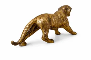 Sculpture de tigre en laiton doré Shubham, statue artisanale, art déco, décoration de table en métal, décoration de maison et de bureau, luxe, shabby chic - Product Image 2