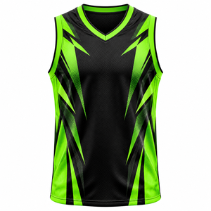 Maillot de basketball imprimé grande taille pour homme, respirant, col en V, 100 % polyester, vente en gros, unisexe, haute qualité, personnalisé par sublimation - Product Image 2