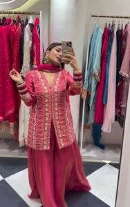 Women Traditional Simmer <b>Silk</b> Embroidered Floor-Length Wrinkle-Free Quick-Dry Sun Protection Party Wear Diwali/Wedding <b>Kurta</b> Set - Product Image 2