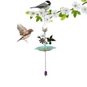 Bol de bain d'oiseaux en verre rouge de 12 pouces, de remplacement pour extérieur, également utilisable comme mangeoire et station d'eau pour oiseaux sauvages, et comme objet d'art paysager de jardin - Product Image 4