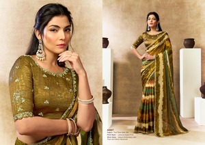 NEW DESIGNER SATIN WOMEN'S ALL SEASONS PARTY WEAR <b>SAREE</b> COLLECTION - Product Image 4