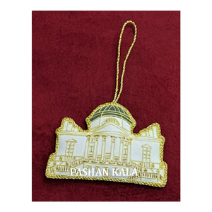 Broderie Zari dorée colorée de conception de forme ronde antique avec des ornements décoratifs d'arbre de Noël de travail perlé au meilleur prix - Product Image 6