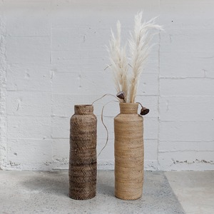 Vases en rotin naturel style farmhouse pour la présentation de fleurs séchées, décoration intérieure - Product Image 5
