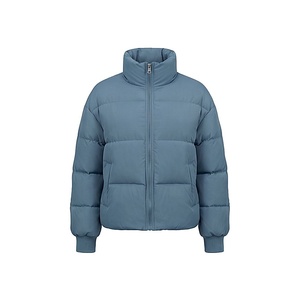 Hooded Quilted Waterproof <b>Bubble</b> Jacket Black Full Sleeve Winter Windproof Cotton Shell Knitted Fabric Polyester Filling Stand - Product Image 1