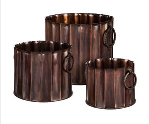 Juego de Macetas de Metal Galvanizado Rústico, Forma Elíptica, Macetas Duraderas para Flores, Decoración del Hogar, Contenedor para Plantas Verdes - Product Image 6
