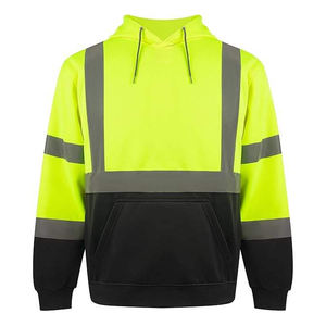 High Visibility <b>Men</b>’s Reflective Stripes Workwear Warm <b>Hoodie</b> Heavy Duty Safety Sweatshirt ANSI Class 3 Hi-Vis Construction - Product Image 1