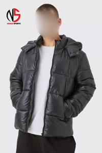 Chaqueta Acolchada para Hombre de Talla Grande, con Capucha, Negra, Manga Larga, Estilo Casual para Invierno, 100% Nailon, Alta Calidad, Mejor Precio - Product Image 2