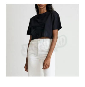 Camiseta sin mangas de algodón extragrande, blanca, lisa, holgada, atlética, transpirable, personalizable, tipo crop top para mujer. - Product Image 5