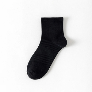 Chaussettes en coton de haute qualité pour adultes, chaussettes tricotées de couleur unie pour un usage quotidien avec logo positionné sur le dessous - Product Image 4