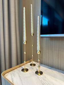 Ensemble de bougeoirs modernes en métal doré, style nordique de luxe, en laiton sphérique, pour décoration de centre de table de mariage et de fête - Product Image 2