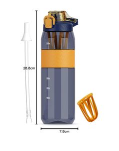 Botella de agua deportiva grande de 1500 ml con pajita, marcadores de tiempo e infusor de frutas, botella mezcladora de plástico de 1500 ml, botella mezcladora premium. - Product Image 1