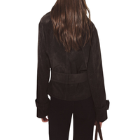 Manteau long en fausse daim de laine pour femme, style serpent, avec ceinture, marron personnalisé, décontracté, écologique, en polyester, OEM ODM