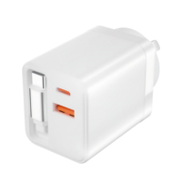 Chargeur USB C GaN 65W Pliable avec Câble Rétractable, Adaptateur Double Port PD QC3.0 pour Charge Rapide iPhone Ordinateur Portable Voyage
