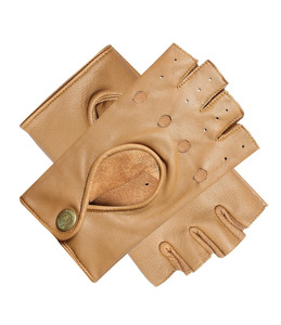 Gants de conduite unisexes en cuir de mouton vert, demi-doigts, avec sangle de poignet réglable, pour toutes les saisons et confortables - Product Image 5