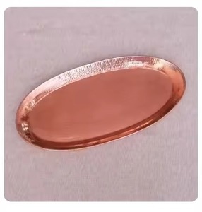 Bandeja de Servir de Cobre Hecha a Mano, Bandeja de Metal para Alimentos, Decorativa Vintage para Mesa de Comedor, Restaurante, Hotel, Hogar - Product Image 4