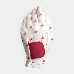 Gant de golf imprimé flamant rose pour femme, main droite, en cuir PU, antidérapant, à enfiler, blanc rose, respirant, séchage rapide - Product Image 1