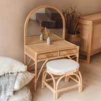 Coiffeuse et tabouret modernes en rotin avec miroir Meubles de décoration intérieure Coiffeuses en osier