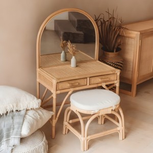 Modern rattan dressing table and stool set with <b>mirror</b> home decor furniture wicker dressing tables - Product Image 4