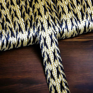 Cinta Trenzada Dorada de 20mm, Hilo Metálico Negro, Adorno de Bordado de Seda, Encaje Sfifa de Pakistán, Estilo Étnico Vintage, Sunjotra Industries - Product Image 5