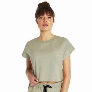 เสื้อครอปท็อปผ้าฝ้ายแท้ 100% แบบเรียบง่าย สไตล์ลำลอง ไหล่ตก คอกลม สำหรับผู้หญิง ใส่ได้ในฤดูร้อน พิมพ์ลายดิจิทัล เป็นมิตรต่อสิ่งแวดล้อม - Product Image 5