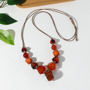 Chic Resin Beaded <b>Necklace</b> Javed Handicrafts Vintage Style Party Fashion Jewelry Handmade Bright Colors <b>Statement</b> Piece Unisex - Product Image 3