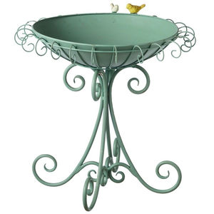 Bain d'oiseaux antique en métal avec support en fer forgé et figurines d'oiseaux décoratives, décoration de jardin vintage, mangeoire à oiseaux d'extérieur, bol à eau - Product Image 4