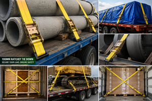 Sangle d'arrimage à cliquet de qualité industrielle en polyester 100 mm 10000 kg pour la manutention de marchandises, marque privée, service direct usine OEM - Product Image 2