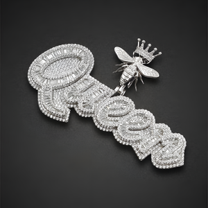 Pendentif personnalisé grand nom en Moissanite VVS véritable, en Argent Sterling 925, style Hip Hop Iced Out, avec attache abeille 3D, Bling personnalisé - Product Image 6
