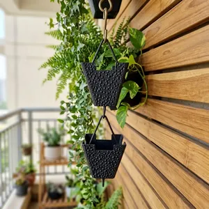 Chaîne de pluie noire suspendue avec design en forme de fleur pour la décoration extérieure du jardin - Product Image 6