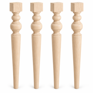 Pieds de table modernes en bois de caoutchouc massif tournés, naturels, non finis, de haute qualité, robustes, pour usage en villa, personnalisation OEM - Product Image 1