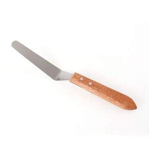Spatule mini offset en acier inoxydable de qualité alimentaire 22 cm, manche en bois naturel, lame flexible de 0,5 mm, outil de sécurité alimentaire résistant à la rouille - Product Image 1