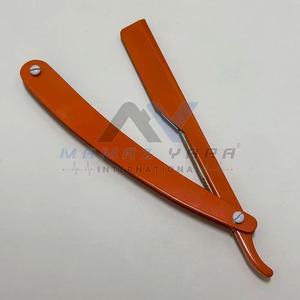 Professional Men Grooming Stainless Steel Sliding Razor Manual Folding Replaceable Single Blade <b>Orange</b> <b>Slide</b> Lock Barber Razor - Product Image 2
