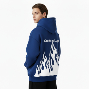 Sweat-shirt à capuche en polaire bleu pour homme, couleur unie, coupe classique, poche avant, décontracté, hiver, respirant, design tricoté écologique - Product Image 3