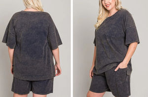 Nueva Llegada: Camiseta Corta de Algodón 100% de 300GSM para Mujer, con Hombros Caídos, Manga Corta, Cuello Redondo, Estilo Oversize, Lavado Ácido y Borlas, Color Liso - Product Image 2