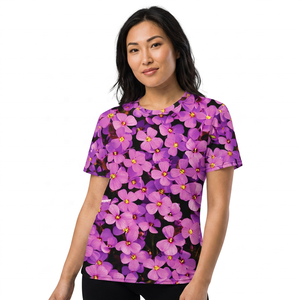 <b>Men's</b> Short Sleeve O-Neck <b>T</b>-<b>Shirt</b> <b>Floral</b> Purple Print Knitted Casual Regular Fit - Product Image 2
