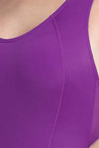 <b>Square</b> <b>Neck</b> Padded One-Piece Swimsuit Brazilian Bottom <b>Tank</b> <b>Top</b>-Woven Fabric Print Design Tummy Control Grape Glow Lace Trim - Product Image 6
