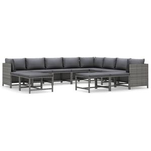 Set da giardino Gatten Lounge a 12 pezzi in rattan PE grigio e antracite, mobili da esterno - Product Image 4