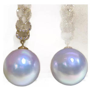 Pure Silver Natural Pearl <b>Fine</b> <b>Dangle</b> <b>Earrings</b> 11-10MM Round Strong Light Flawless Gold Craftsmanship with Gift Box - Product Image 5