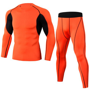 Men's Black Full <b>Sleeve</b> Compression Set Crew Neck <b>Long</b> <b>Sleeve</b> <b>Top</b> And Full Length Pants Quick Dry Breathable Sporty Fit - Product Image 5