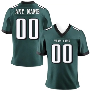 Maillot de football américain vert personnalisé, col en V, manches courtes, impression sublimée, respirant, nom de l'équipe 00, coupe régulière pour homme adulte - Product Image 1