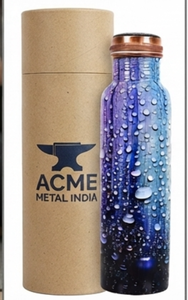 Botella de Cobre de Lujo con Impresión de Gotas de Agua Azules, Textura Refrescante, Perfecta para Uso Diario, Viajes, Oficina, Gimnasio, Yoga - Product Image 6