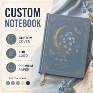 LABON Lussuoso Diario dei Ricordi Blu Fiordaliso con Copertina in PU Stampata in Lamina d'Oro Celestiale, Quaderno A5 a Puntini - Product Image 1
