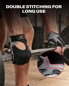 Gants d'entraînement sans doigts noir-gris avec protection complète de la paume et soutien sécurisé du poignet - Product Image 2