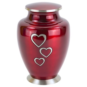 Urna Funeraria de Latón Blanco Loving Hearts con Capacidad de 200 Pulgadas Cúbicas, Estilo Americano - Product Image 1