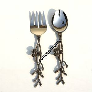 Juegos de Cubiertos Ecológicos de Acero Inoxidable con Acabado Dorado y Plateado, Diseño de Hojas y Flores para el Hogar y Viajes - Product Image 2