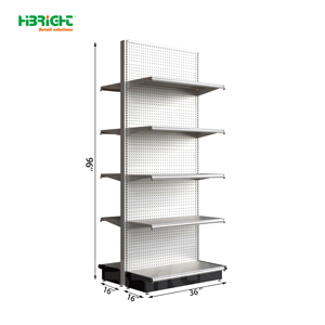 Supermarket <b>Shelf</b> Metallic Retail Display Rack Pegboard Gondola Shelving for Convenience Store - Product Image 3